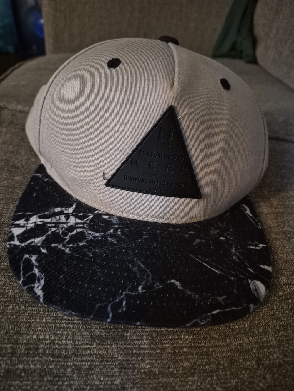Neff Taupe Snapback Hat with Black Marble Brim